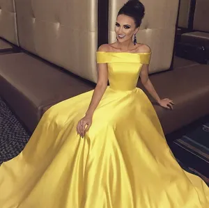 Off Shoulder Satin Elegant Dress