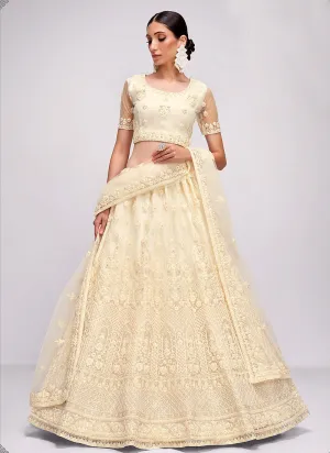 Off White Floral Embroidered Heavy Designer Lehenga Choli