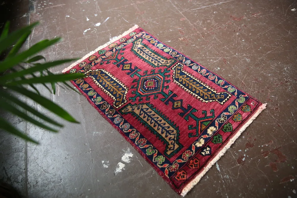 Old Mini Turkish Rug 1.7x2.7ft