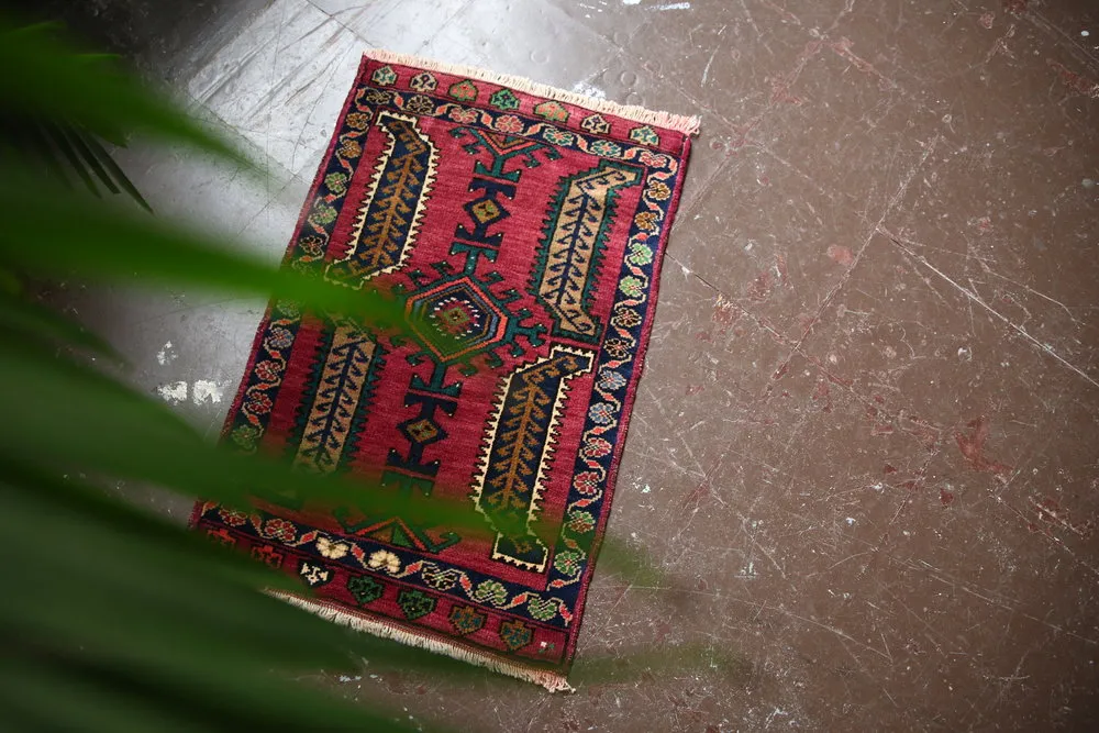 Old Mini Turkish Rug 1.7x2.7ft