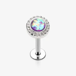 Opal Sparkle Ornate Top Steel Labret
