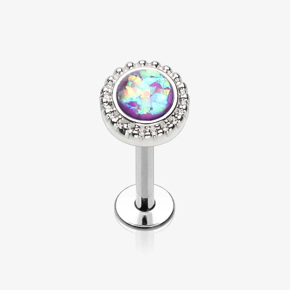 Opal Sparkle Ornate Top Steel Labret