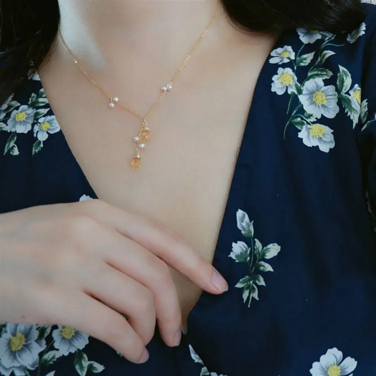 Orange Gem Necklace - Connie (Solid Silver)