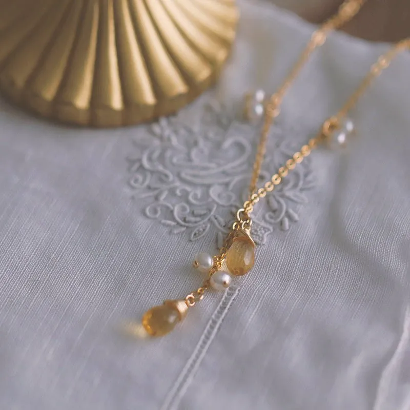 Orange Gem Necklace - Connie (Solid Silver)