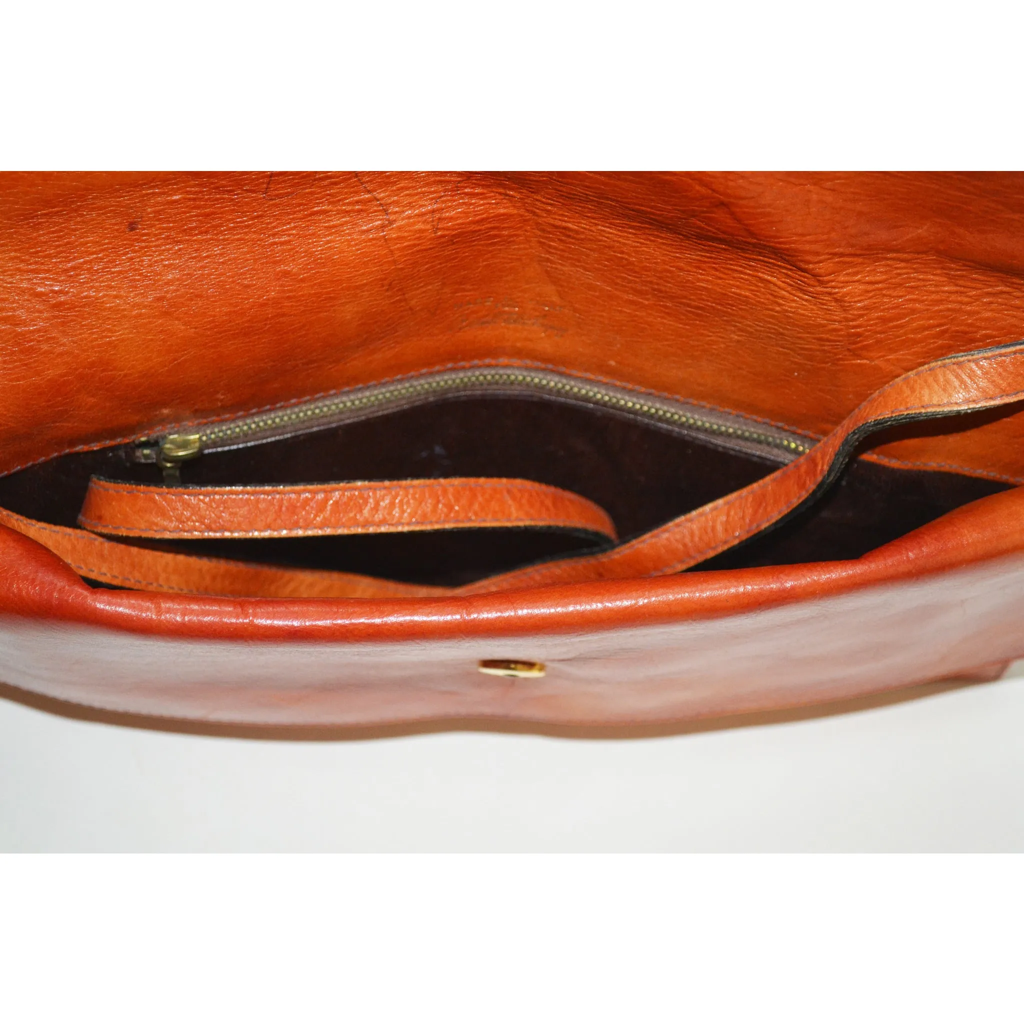 Orange Leather Flap Purse By Marshall Fields