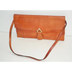Orange Leather Flap Purse By Marshall Fields