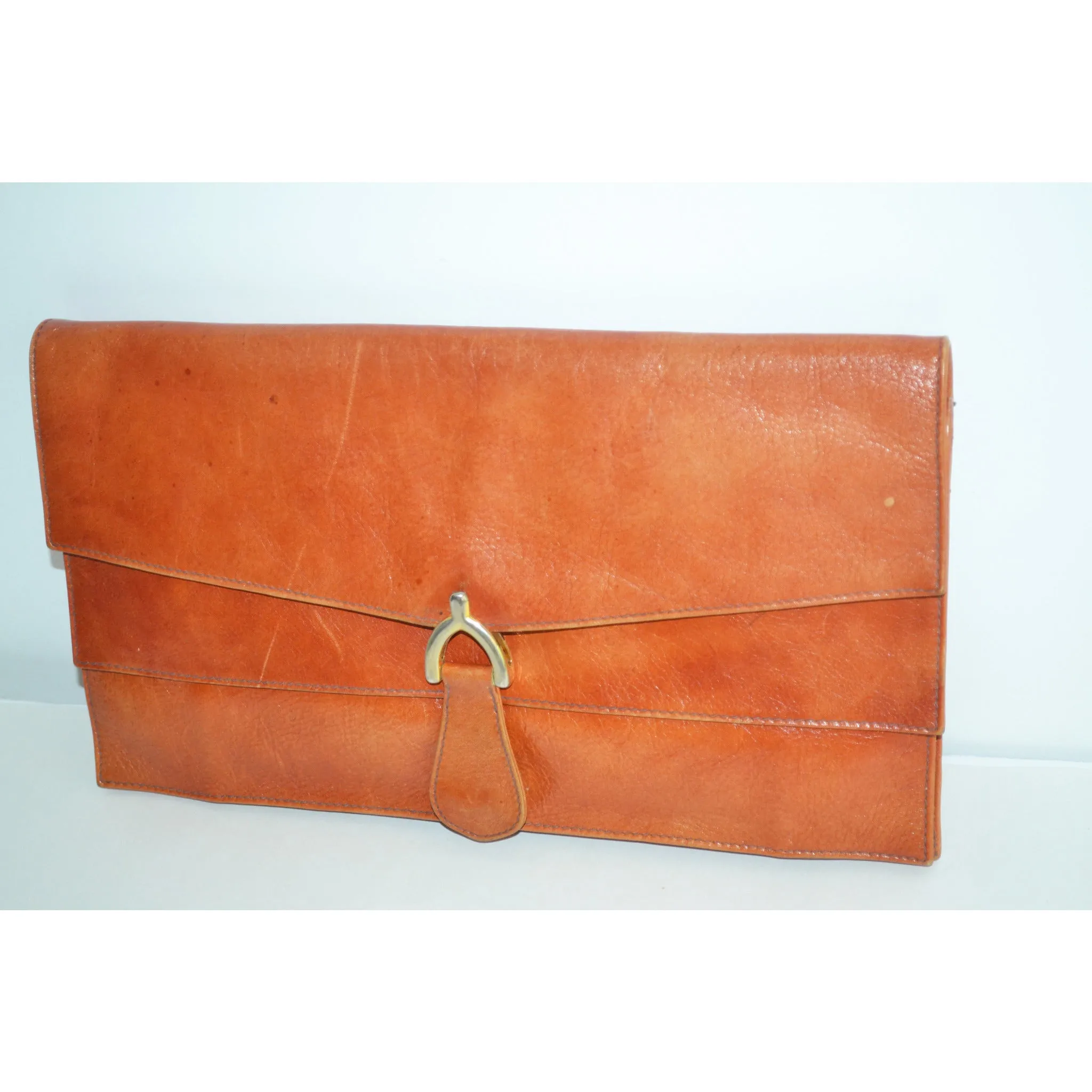 Orange Leather Flap Purse By Marshall Fields