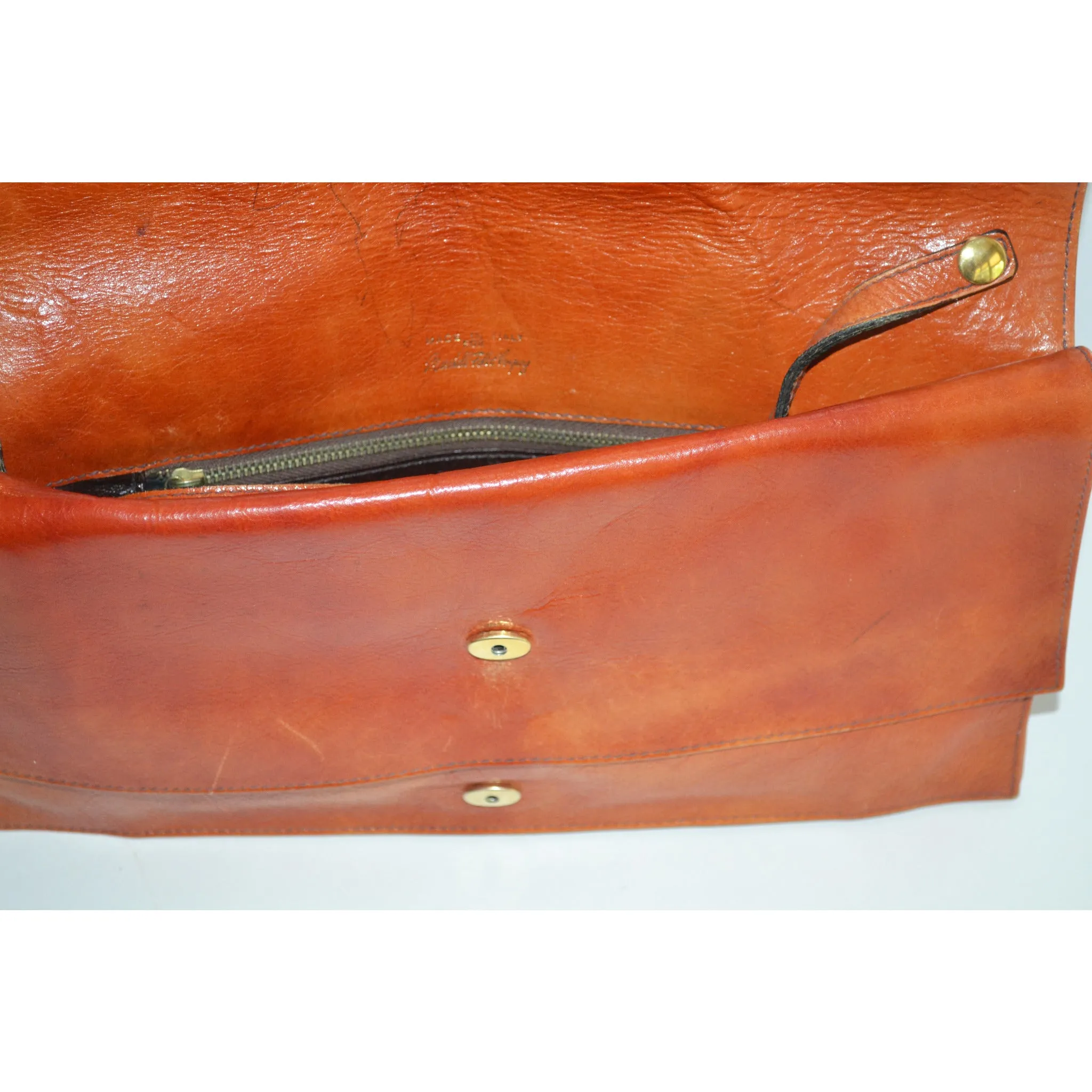 Orange Leather Flap Purse By Marshall Fields