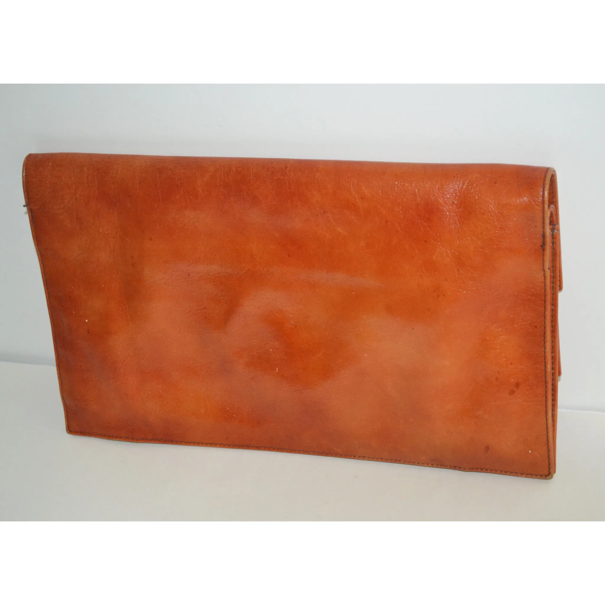 Orange Leather Flap Purse By Marshall Fields