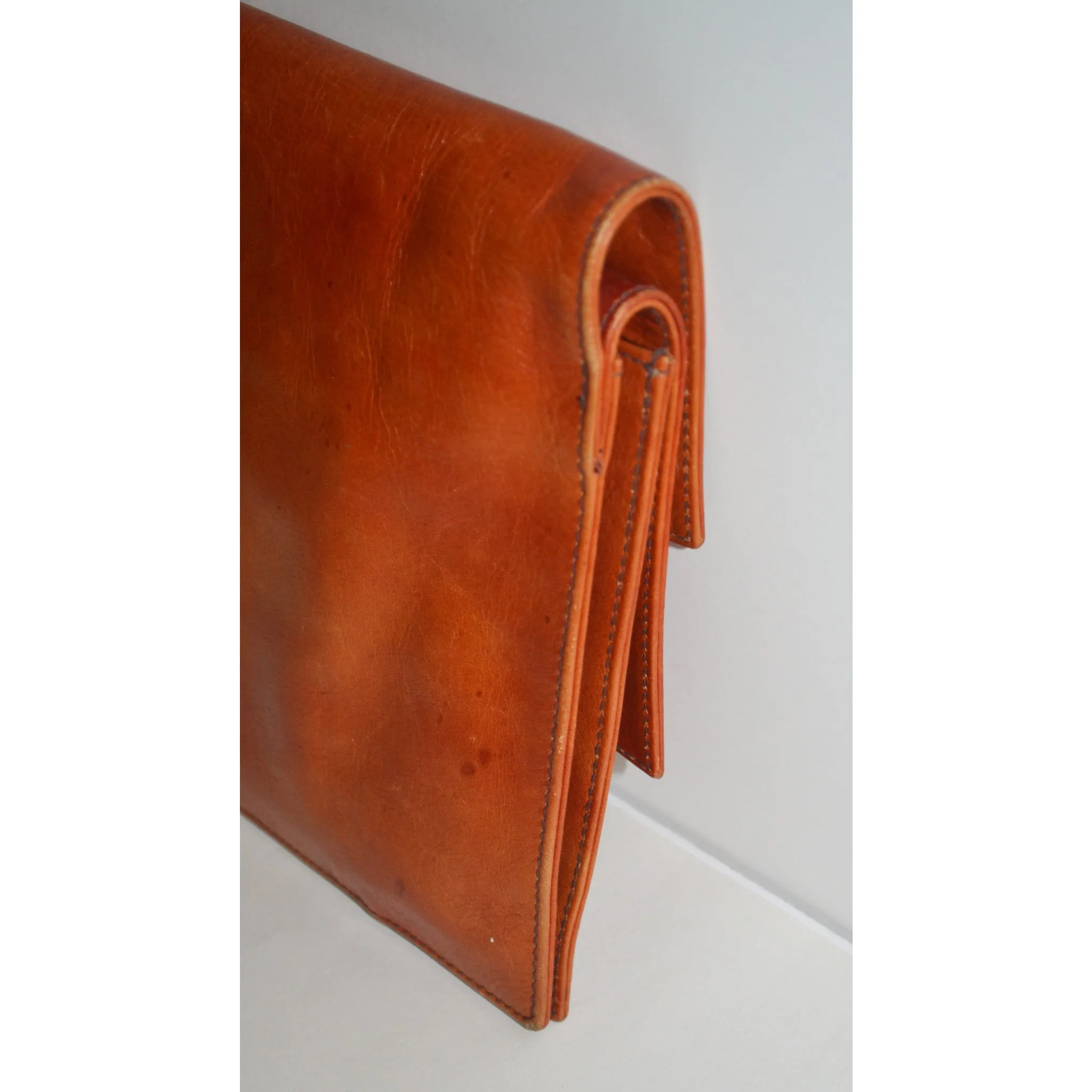 Orange Leather Flap Purse By Marshall Fields