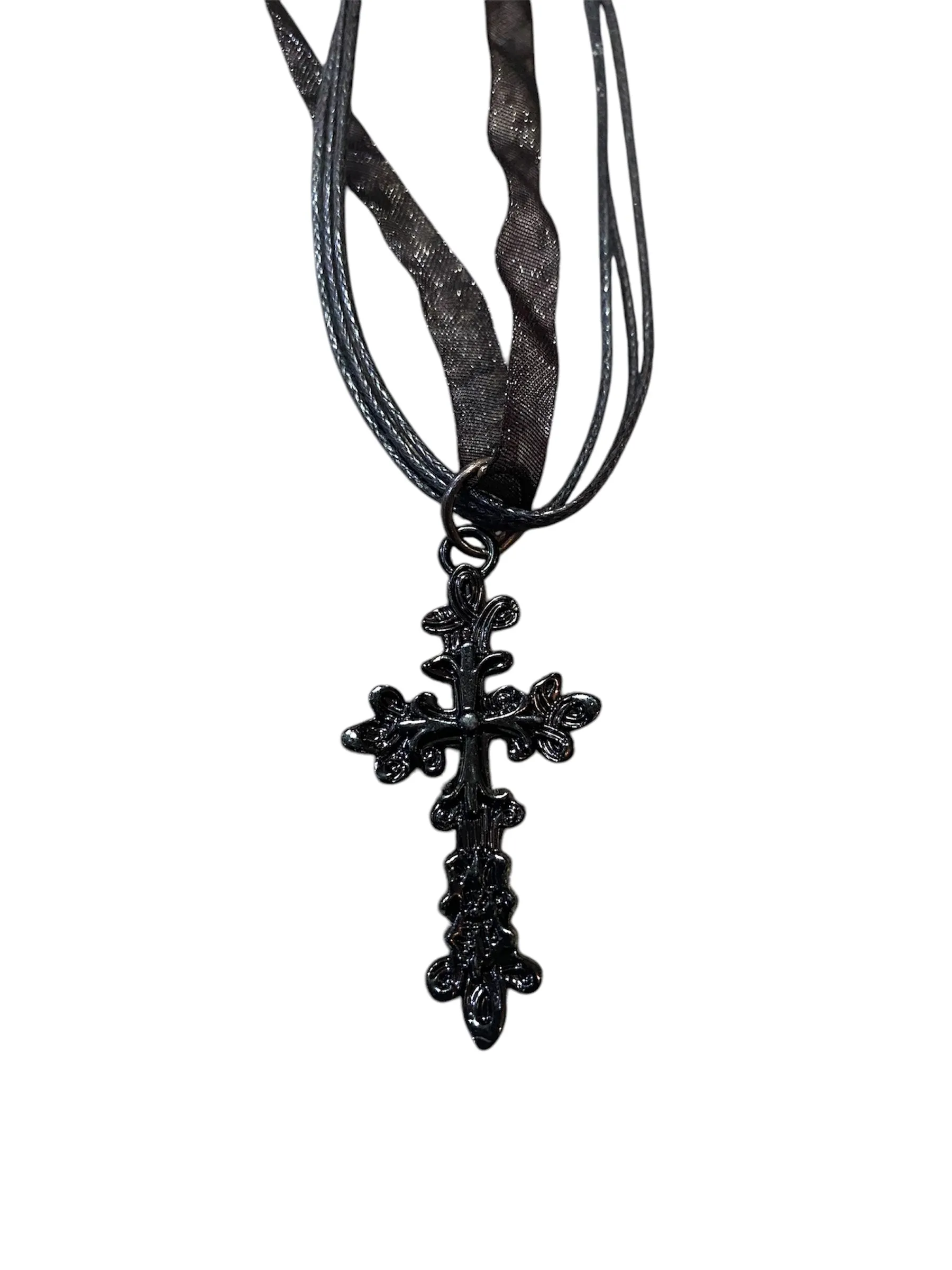 Ornate Black Cross Necklace