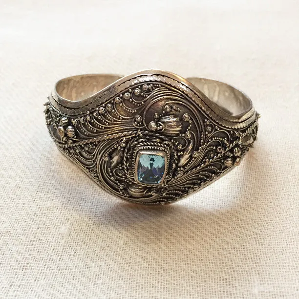 Ornate Blue Topaz Cuff