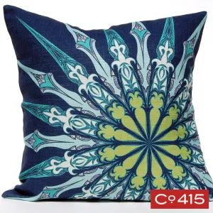 Ornate Compass Pillow - Navy
