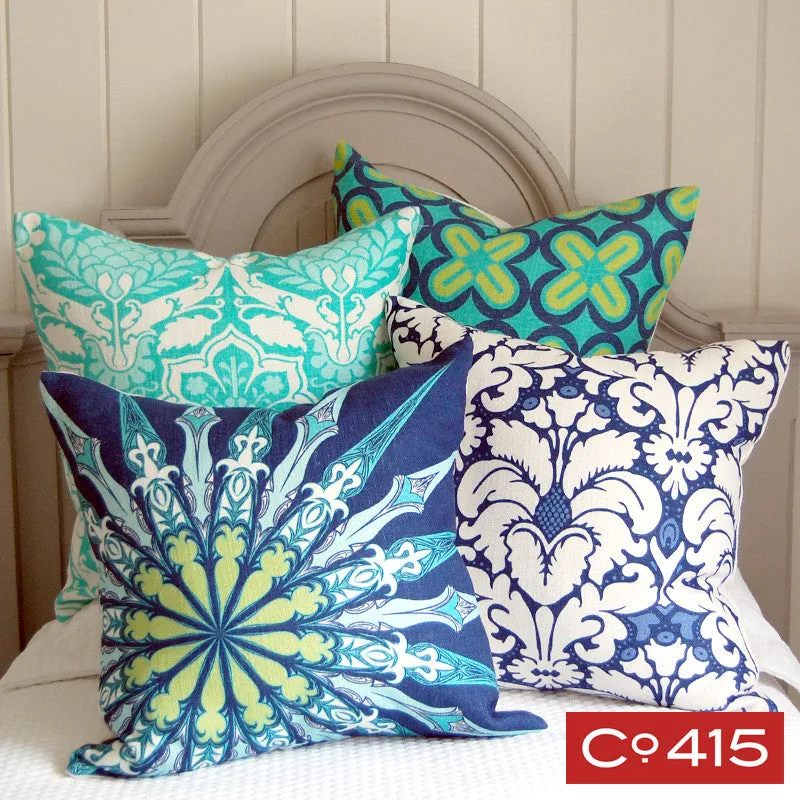 Ornate Compass Pillow - Navy