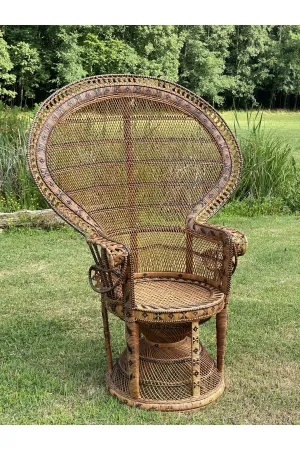 Ornate Rust Brown Peacock Chair - Rental