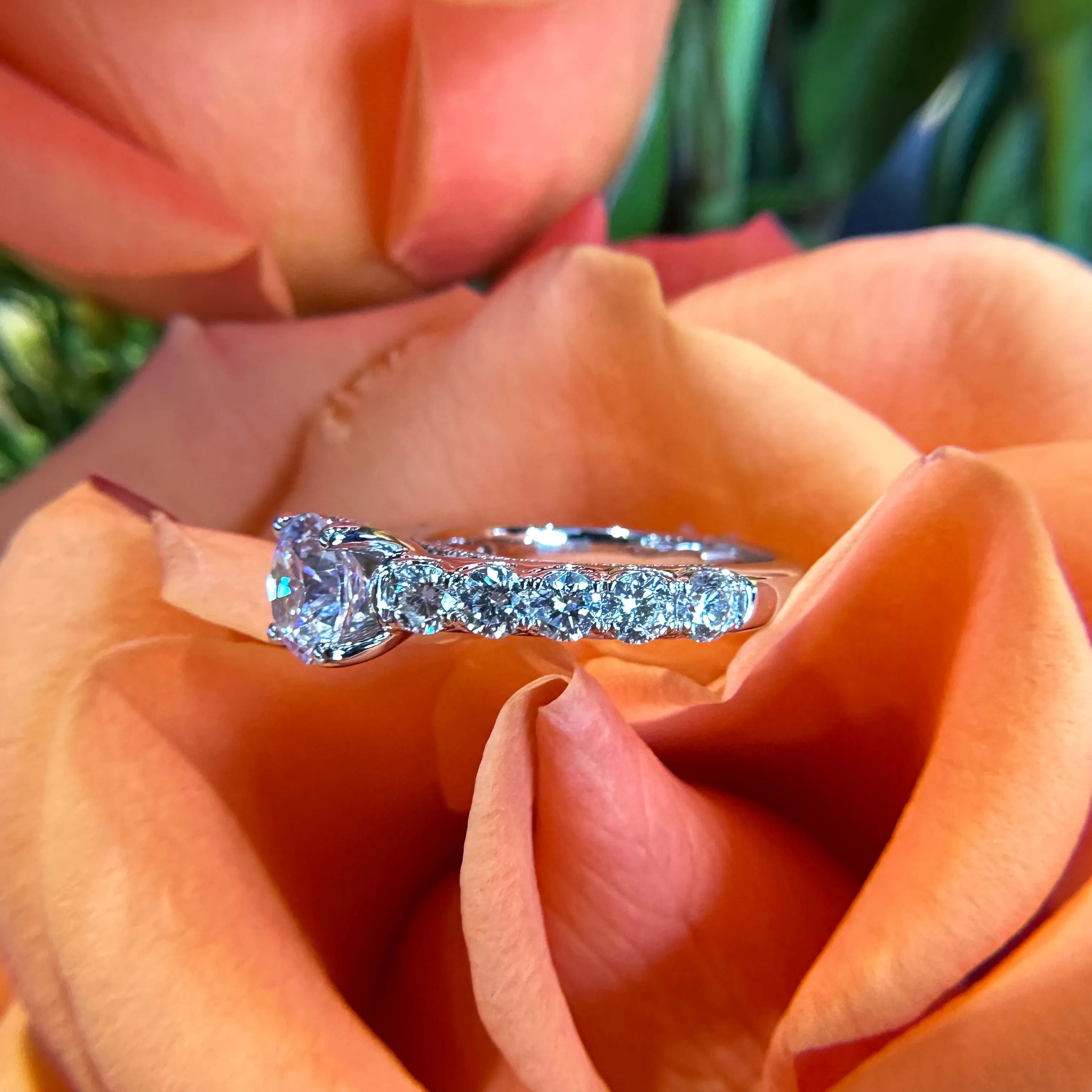 Ornate Semi Mount Diamond Engagement Ring