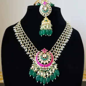 Pachi Kundan Pearl Mesh Necklace Set HA