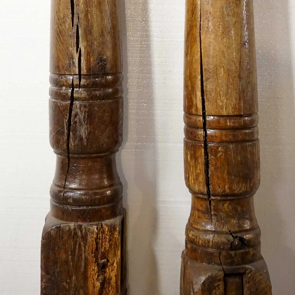 Pair of Danish 17th Century Oak Farmhouse Architectural Columns