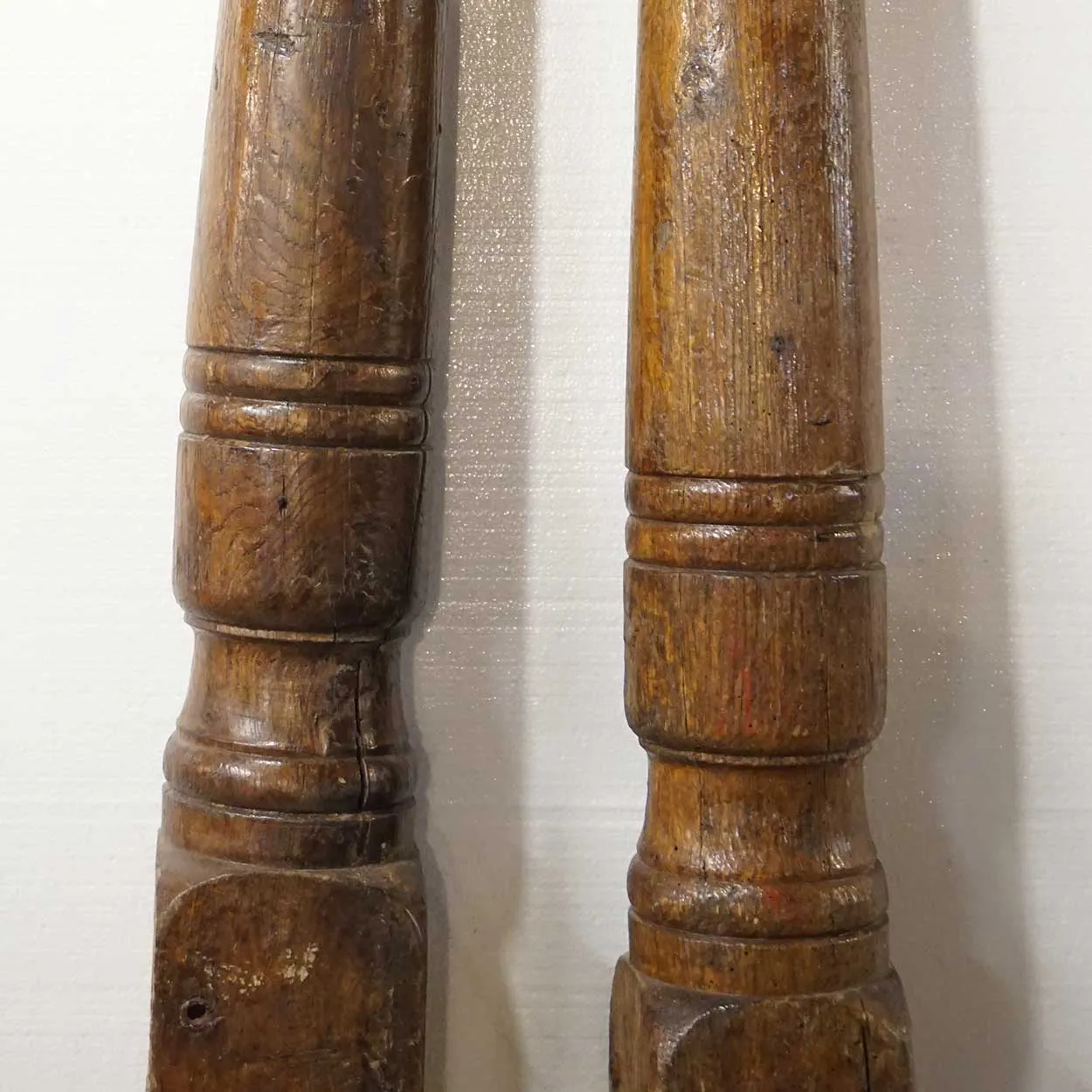Pair of Danish 17th Century Oak Farmhouse Architectural Columns