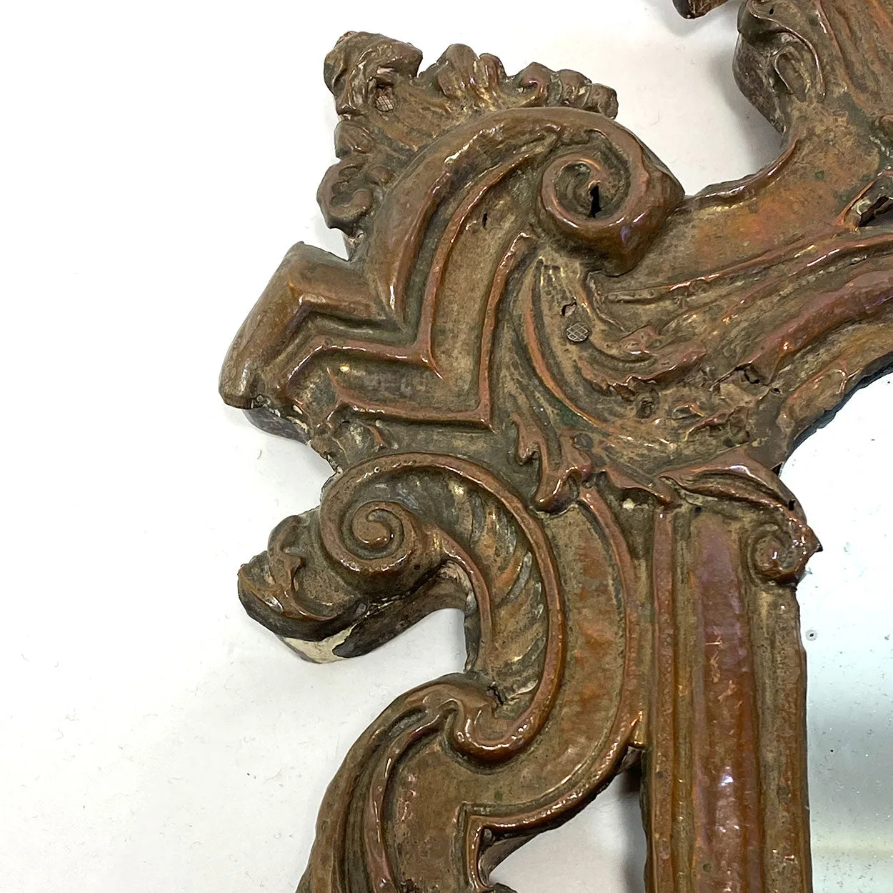 Pair of Italian Baroque Mirrored Copper and Pine Two-Candlearm Sconces