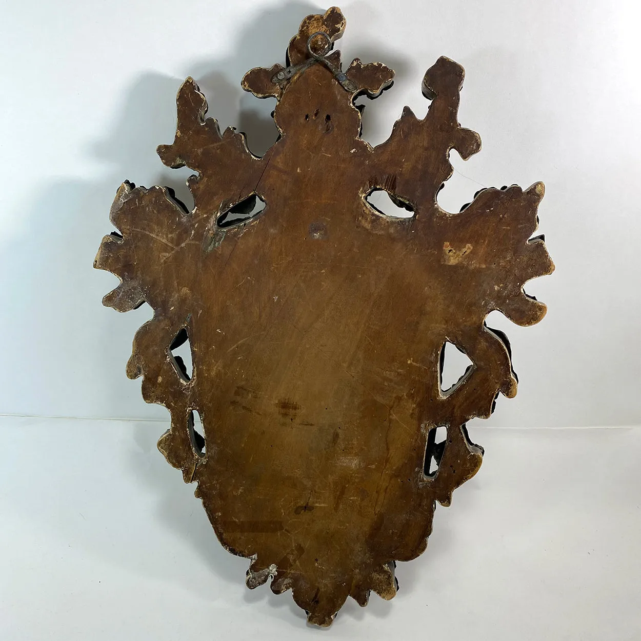 Pair of Italian Baroque Mirrored Copper and Pine Two-Candlearm Sconces
