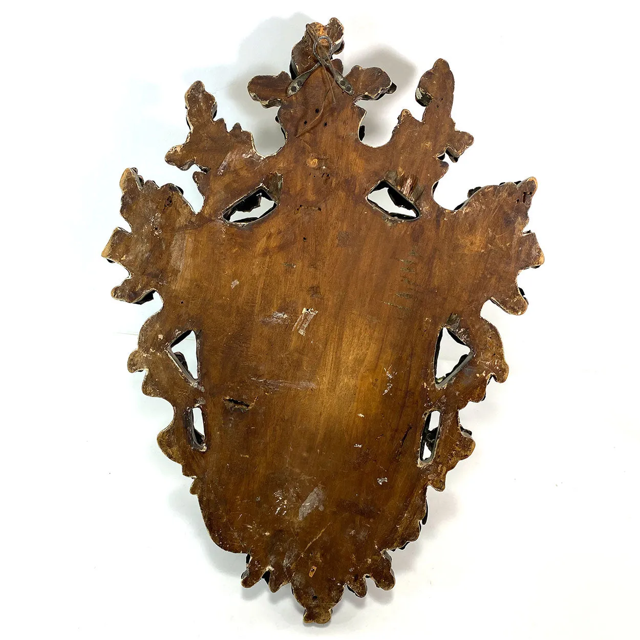Pair of Italian Baroque Mirrored Copper and Pine Two-Candlearm Sconces
