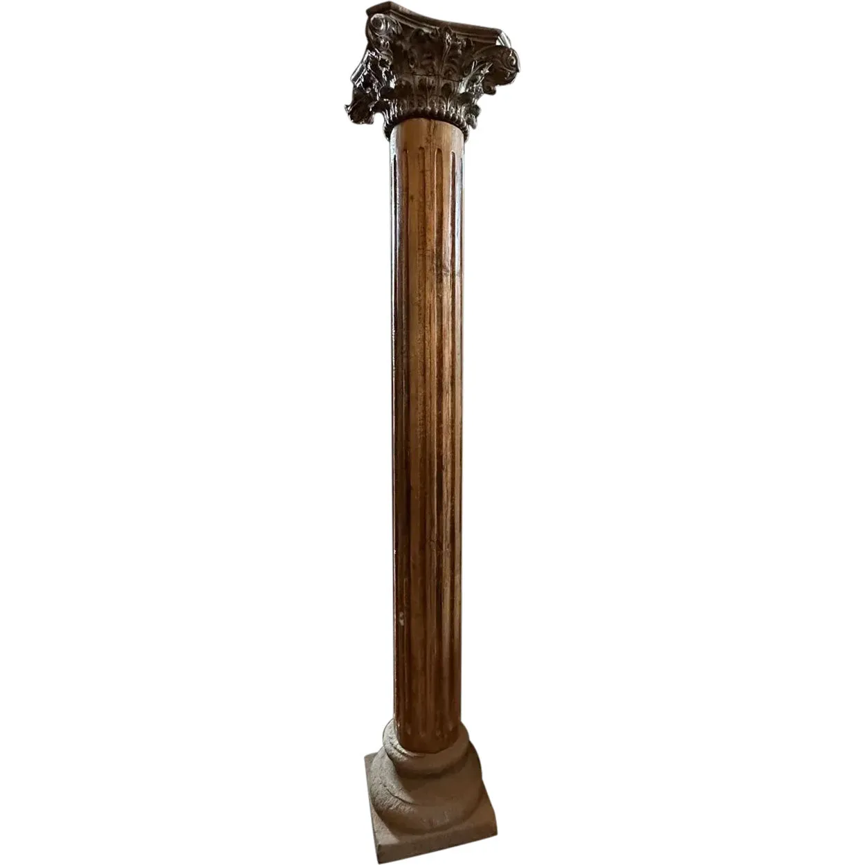 Pair Very Large Anglo Indian Teak and Limestone Architectural Pillars