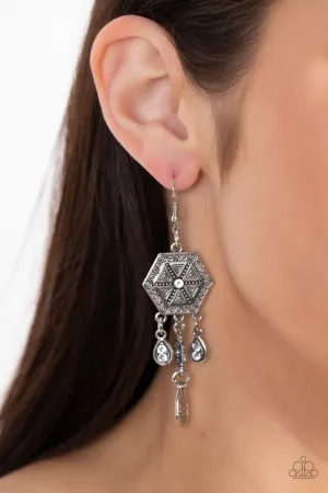 Paparazzi Dreamcatcher Delight - White Earrings
