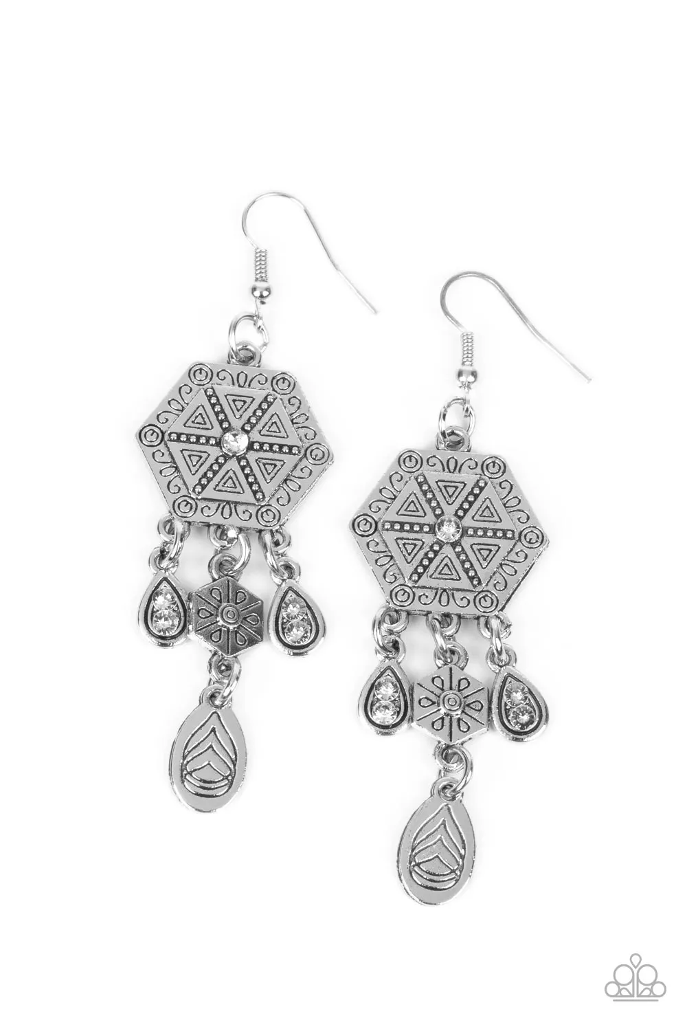 Paparazzi Dreamcatcher Delight - White Earrings