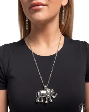 Paparazzi Elaborate Elephant- Silver Necklace