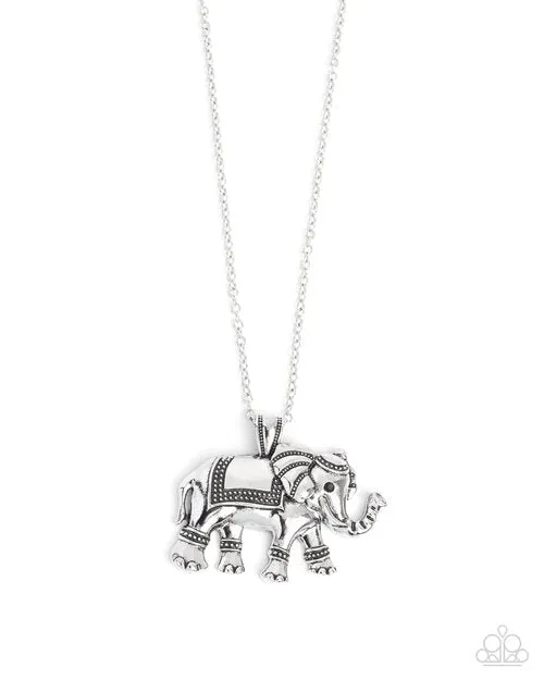 Paparazzi Elaborate Elephant- Silver Necklace