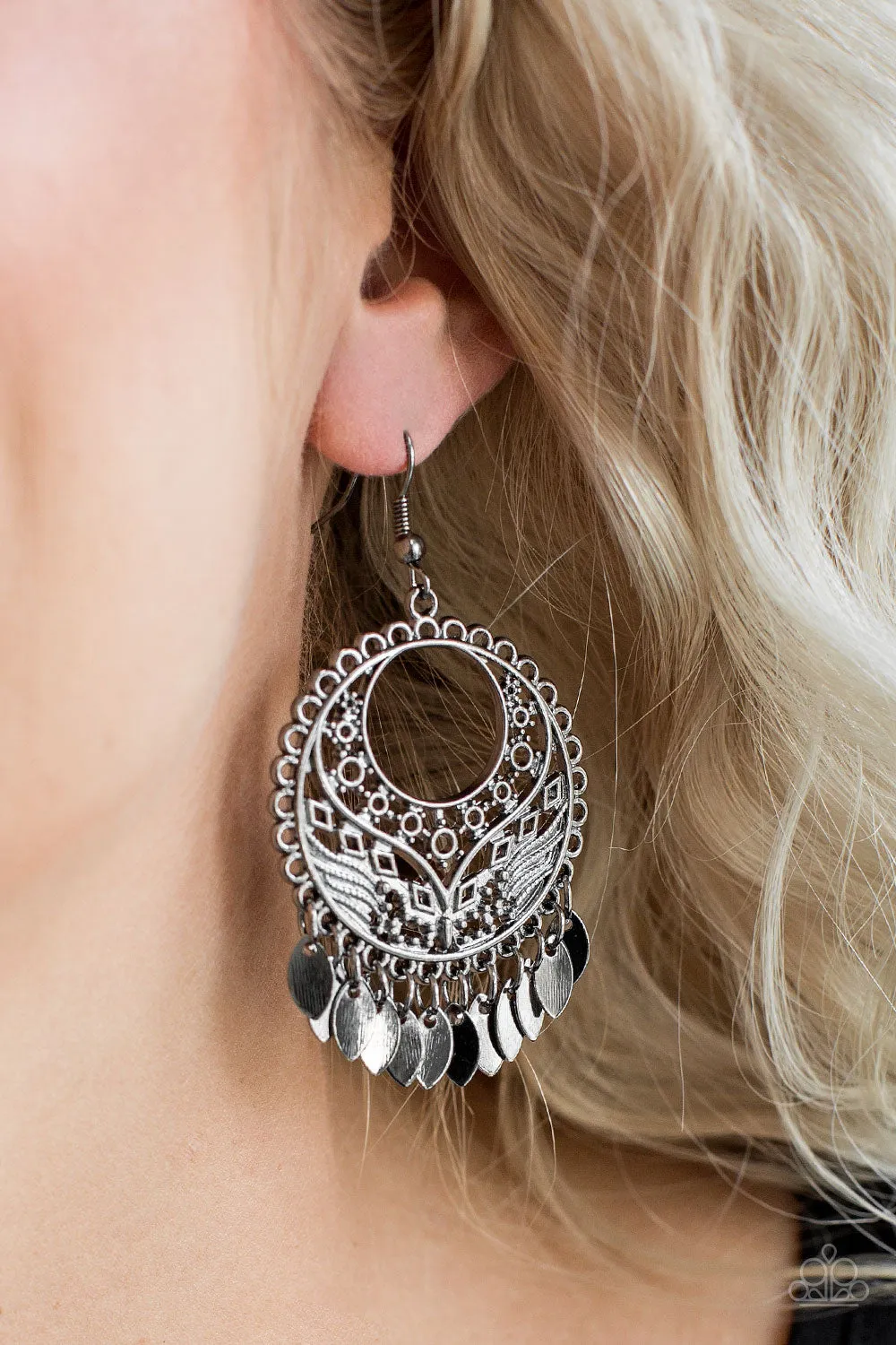 Paparazzi- Far Off Horizons- Black Earrings