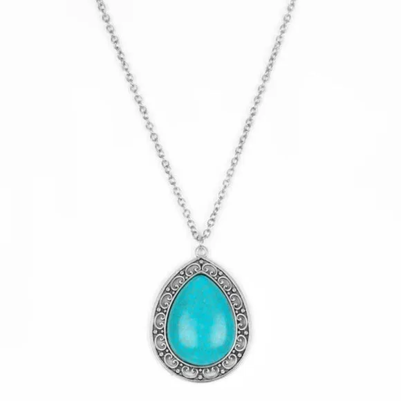 Paparazzi - Full Frontier -  Long Turquoise Blue Necklace