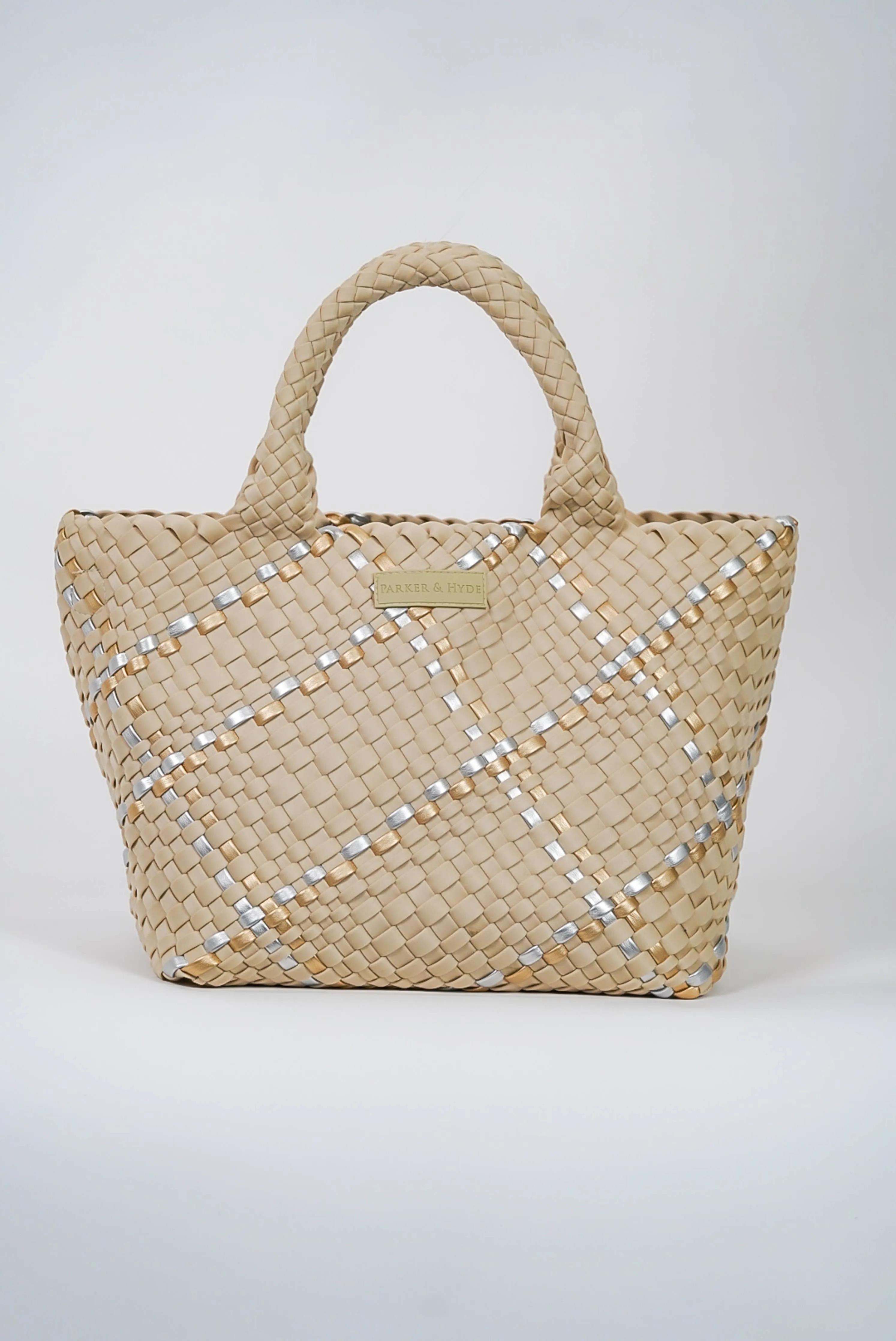 Parker & Hyde - Beige Metallic Multi Woven Tote