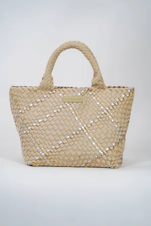 Parker & Hyde - Beige Metallic Multi Woven Tote