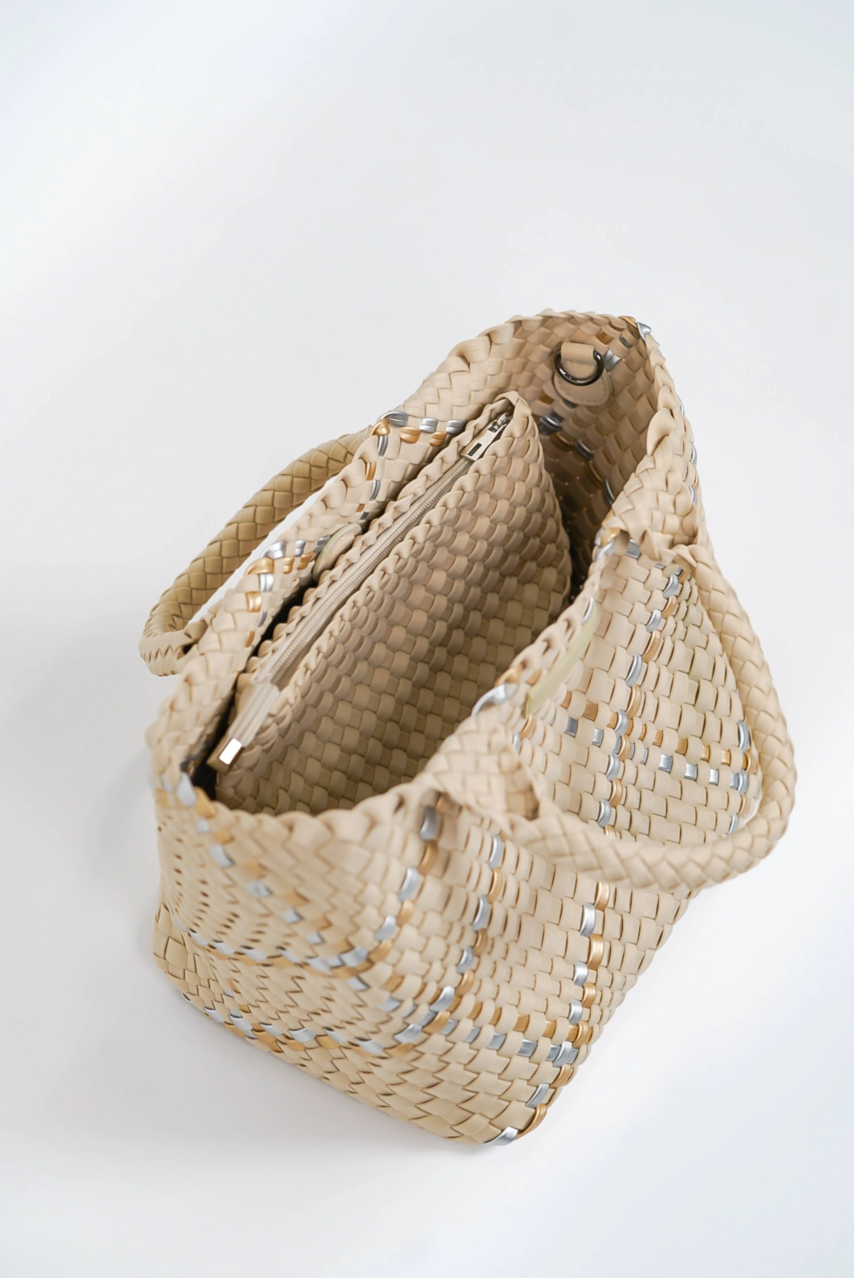 Parker & Hyde - Beige Metallic Multi Woven Tote