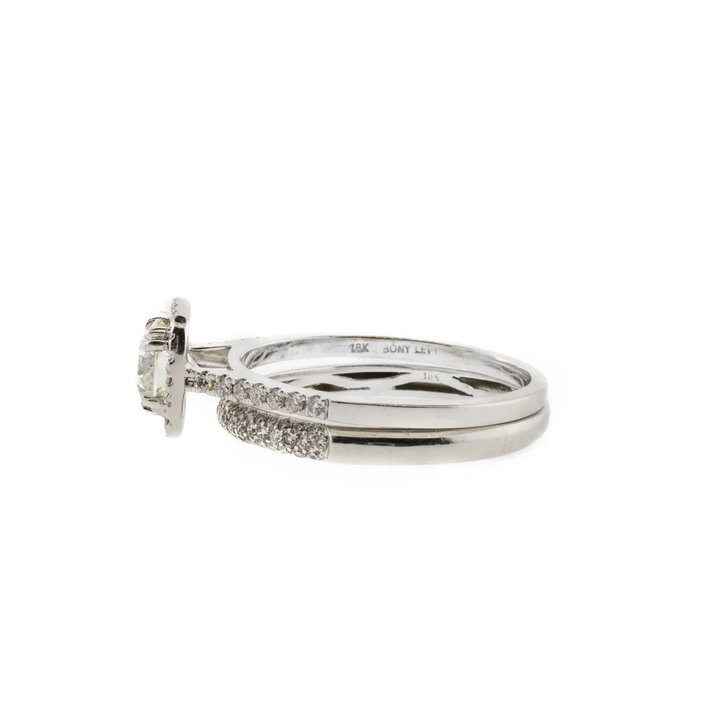 Pave Natural Diamond Halo Engagement & Wedding Matching Set