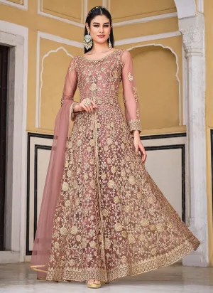 Peach Embroidered Lehenga/Pant Style Designer Anarkali