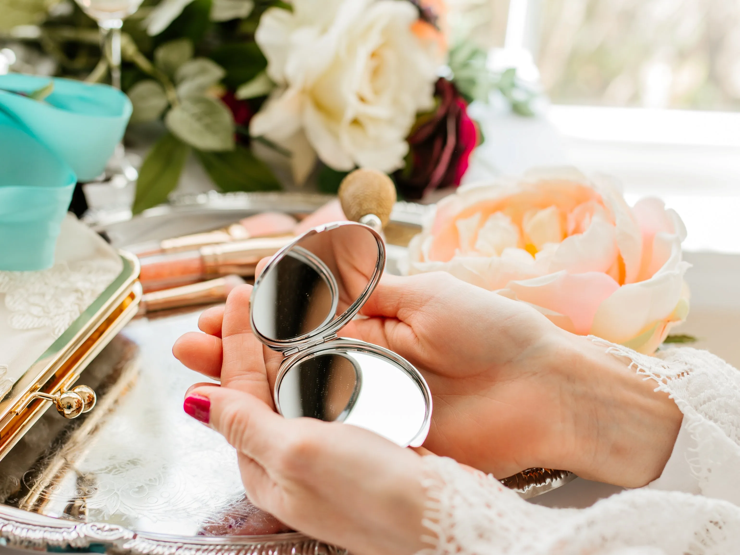 Personalized Gold Compact Mirror