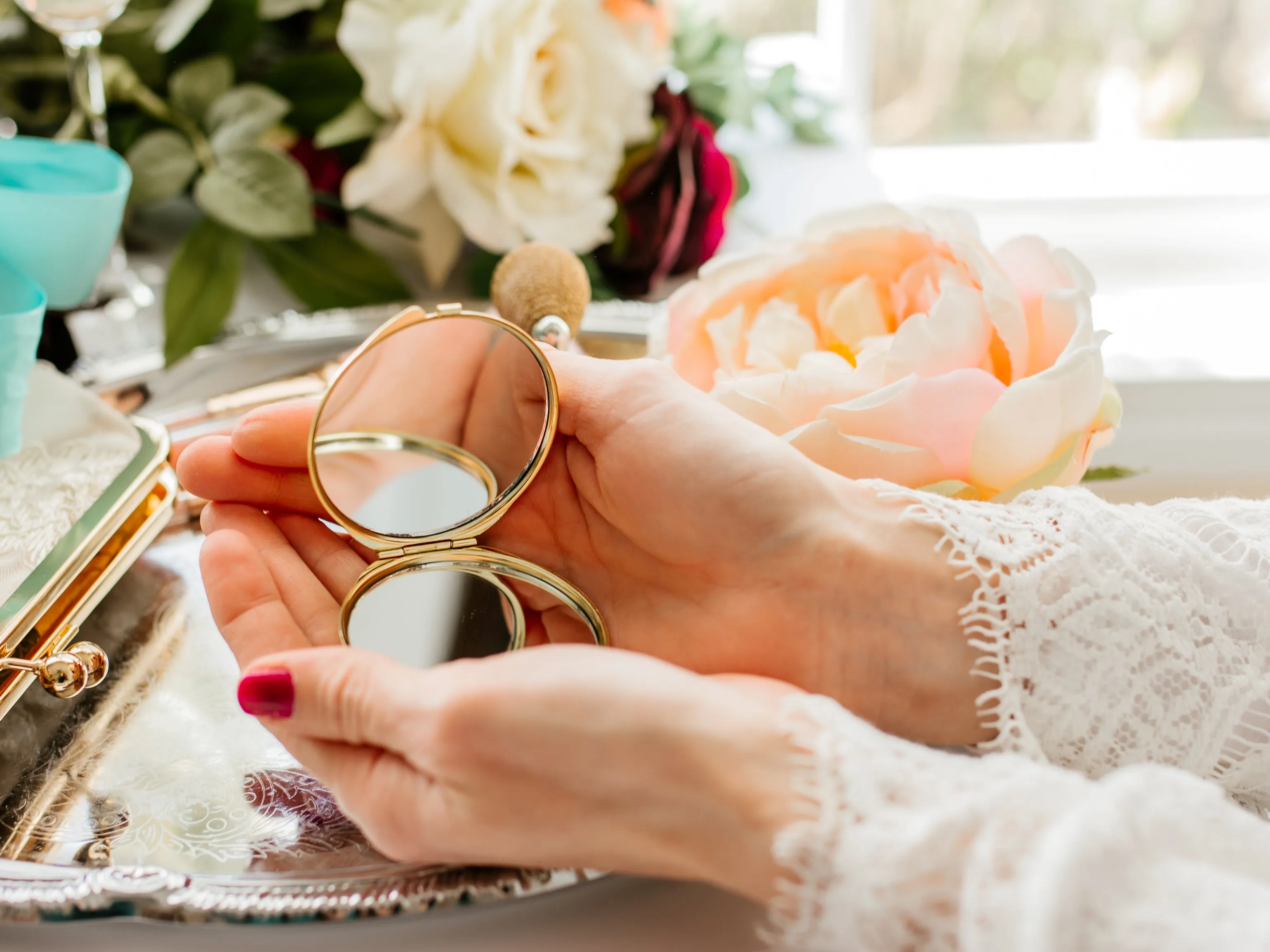 Personalized Gold Compact Mirror