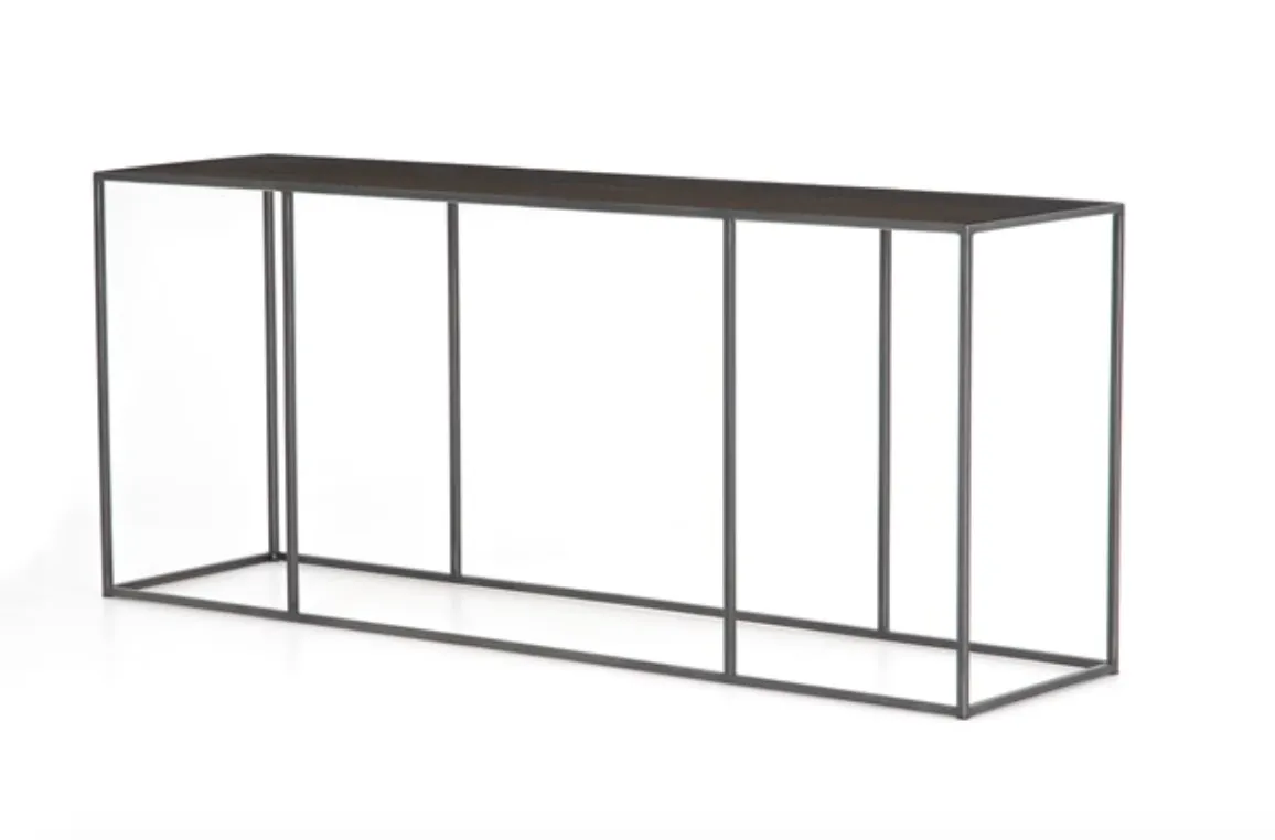 PHILLIP CONSOLE TABLE, ANTIQUE BRASS CLAD