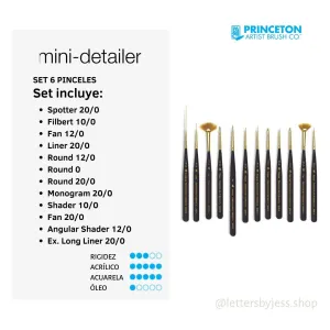 Pincel Princeton MINI DETAILER 12 PIECE SET