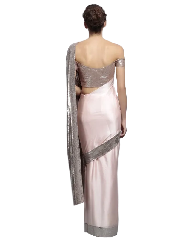 Pink Colour Designer Saree in Satin