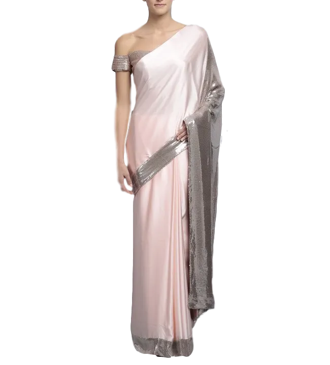 Pink Colour Designer Saree in Satin