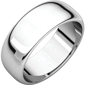 Platinum 7 mm Half Round Band Size 9.5