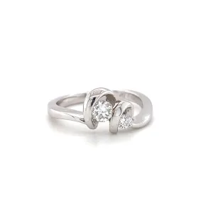 Platinum Moi et Toi Tension Set Diamond Wave Band