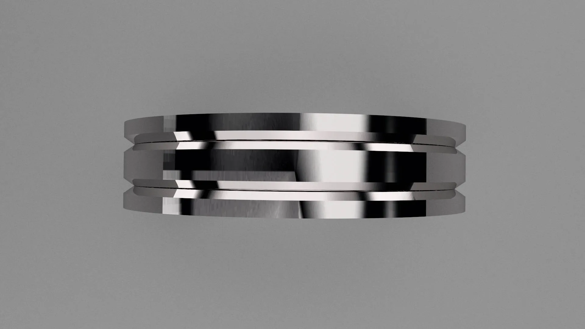 Polished Sterling Silver 6mm Double V Groove Wedding Band