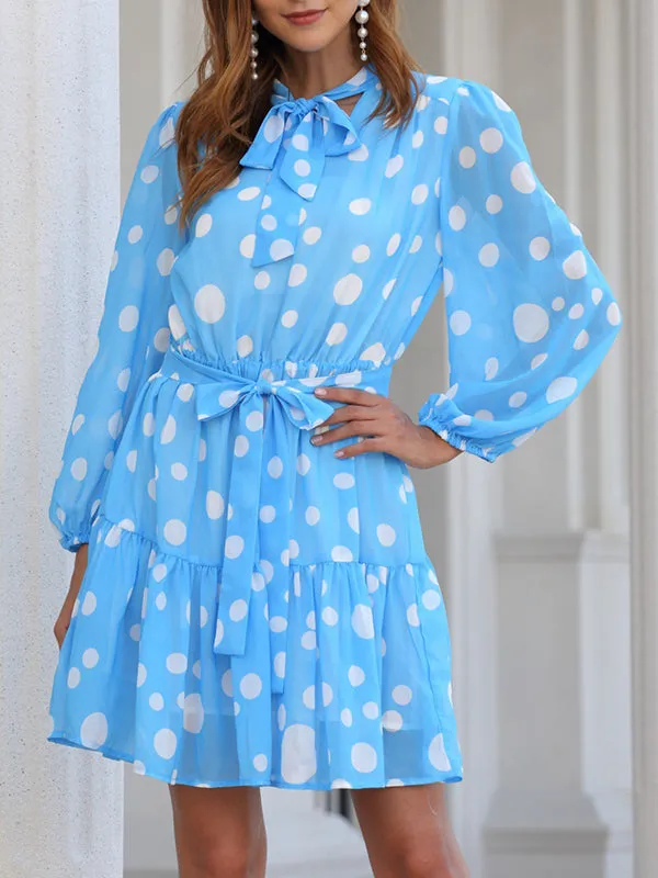 Polka Dot Printed Stitching Strap Dress
