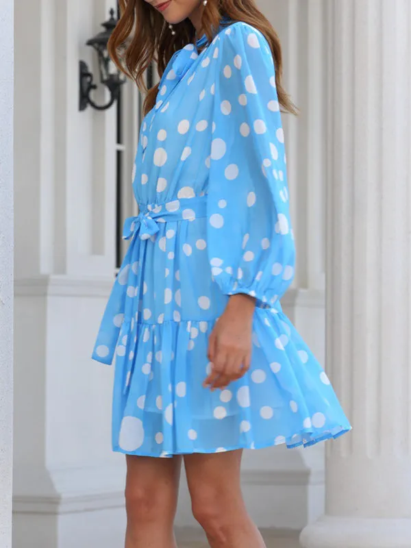 Polka Dot Printed Stitching Strap Dress