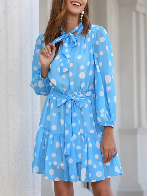 Polka Dot Printed Stitching Strap Dress
